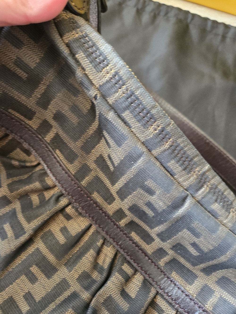 Fendi Brown and Black Zucca Canvas Shoulder Bag - Picture 9 of 10